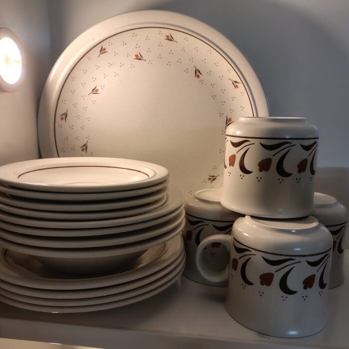 19 Piece  STONEWARE 4 Each Mugs Bowls Luncheon & Dinner Plates