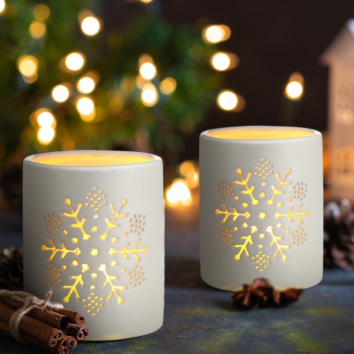 2 Pcs Winter Snowflake Candle Holder