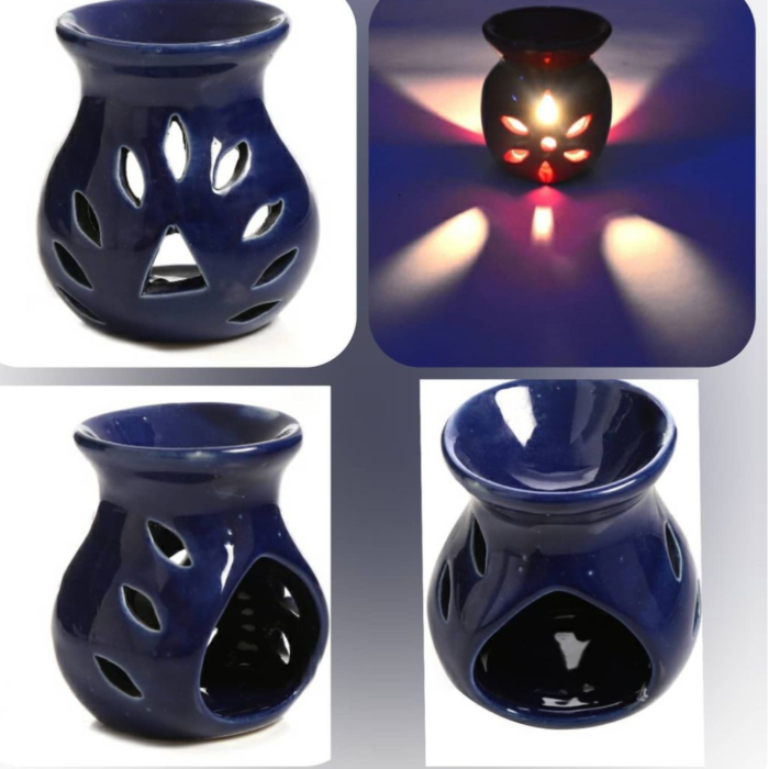 Breezy Aroma Blue Ceramic Tealight Candle Holder Oil Burner