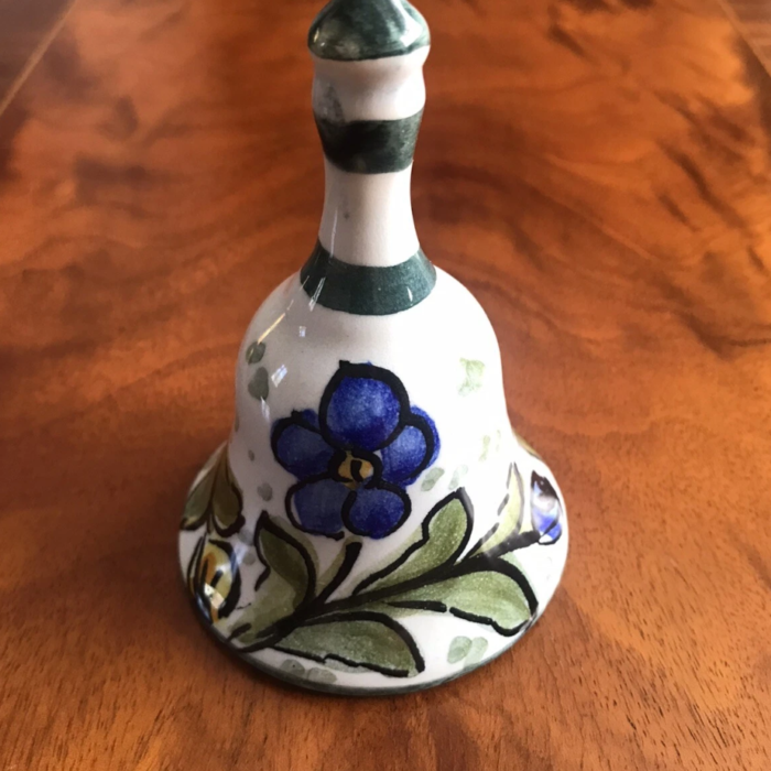 Ceramic Hand Bell Floral Design 100mm Tall 65mm Diameter