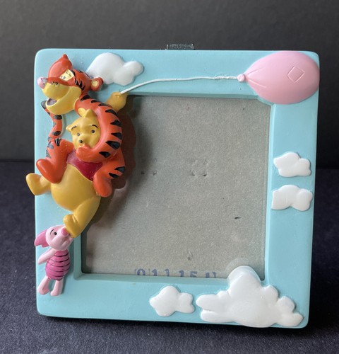 Disney Pooh & Friends Holding A Pink Balloon Winnie The Pooh Tigger Blue Frame.