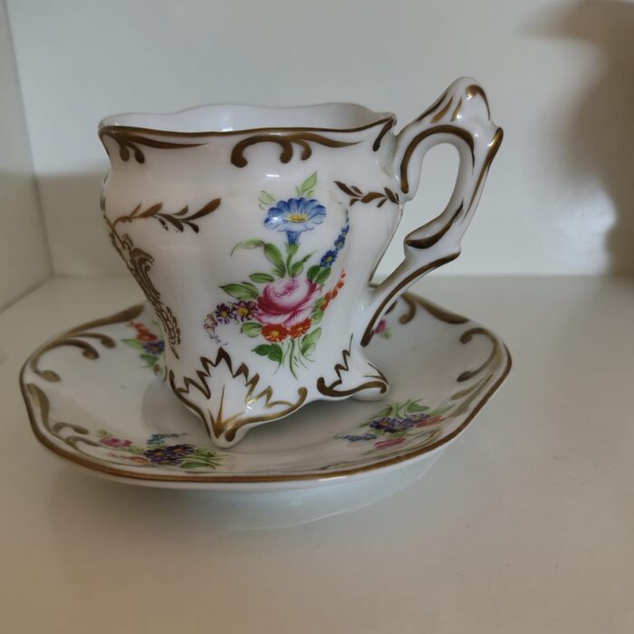 Elegant Vintage Sealy Pedestal Teacup and Saucer - Roses & Gold Trim