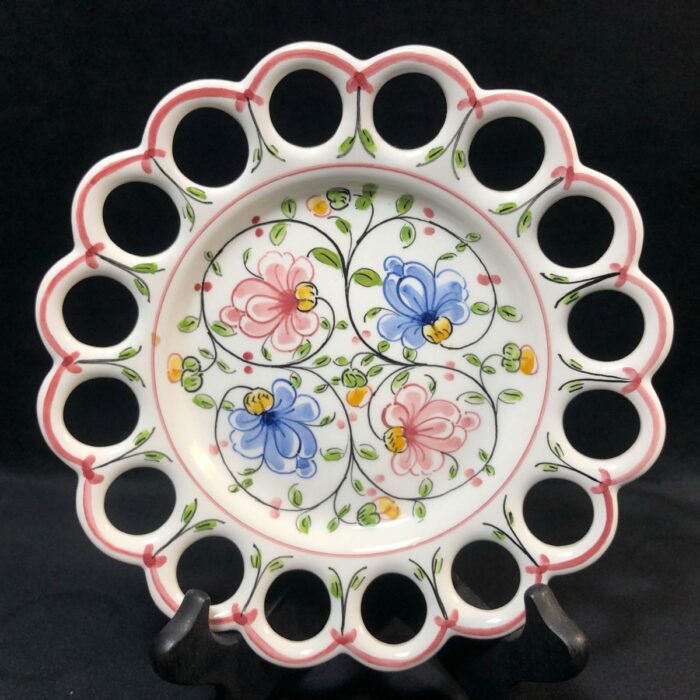 Handpainted Portugal Wall Plate Anfora Agueda  Floral  19 8cm diameter