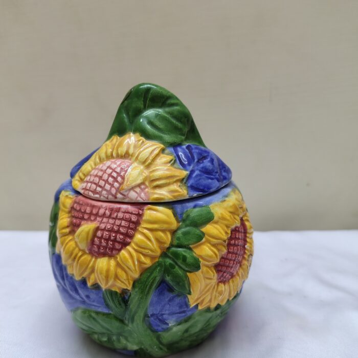 Majolica Earthenware Faience Pottery Ceramic Sunflower