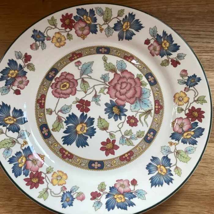 Orient by Franciscan Description Blue and Rose Flowers Green Trim Pattern Orient by Franciscan