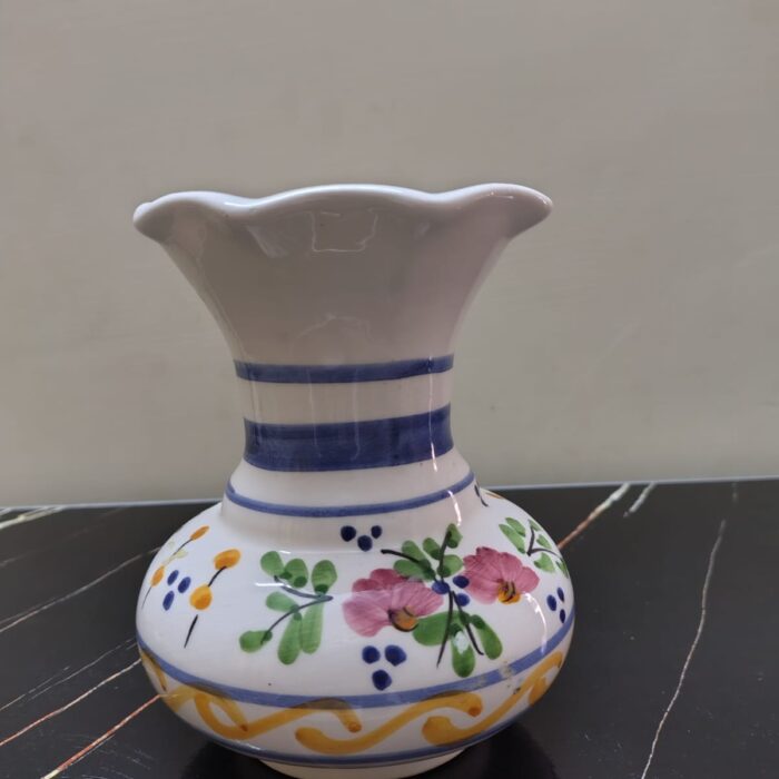 Vintage Handmade Hand Painted Folk Art Vase 7.25  Spain.
