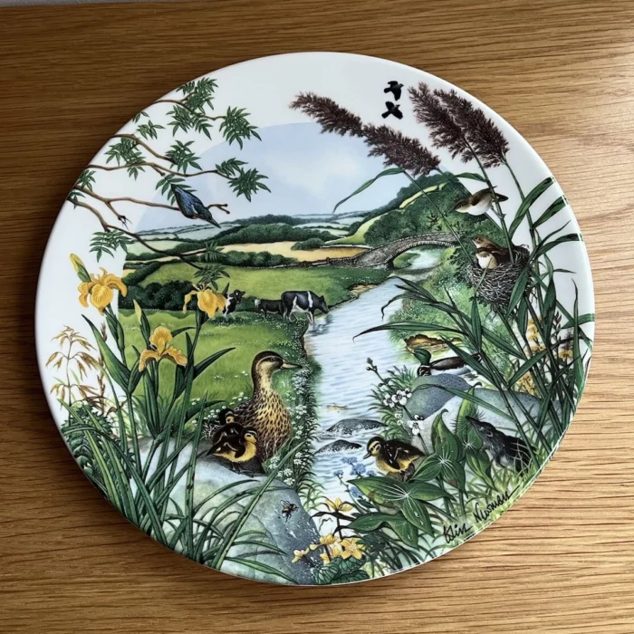 Vintage wedgewood plate 1987 The Meandering Stream Colin Newman Beautiful Plate.